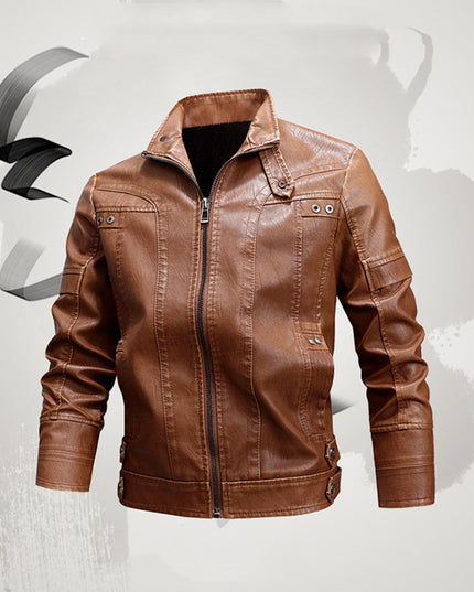 Men's Fashion Loose Lapel Leather Coat
