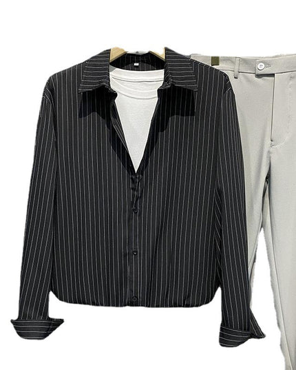 High-grade Striped Loose Silky Casual Overshirt