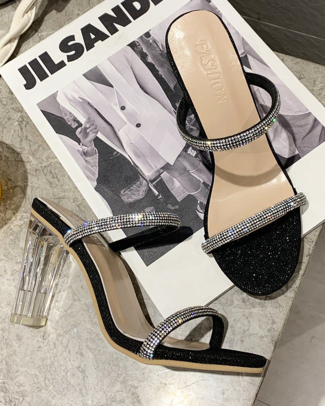 Women's High-heeled Sandals And Slippers With Rhinestones