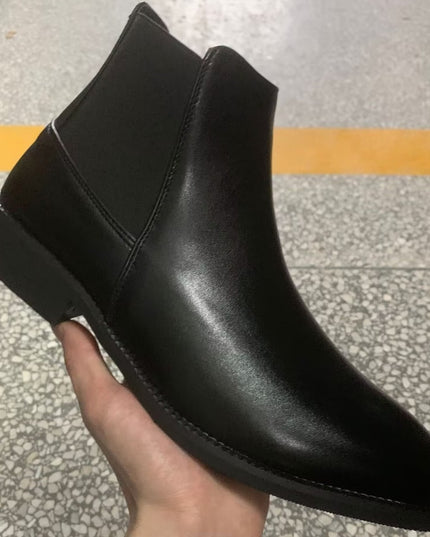 Korean Style Middle High Top Business Formal Wear Plus Size Leather Boots
