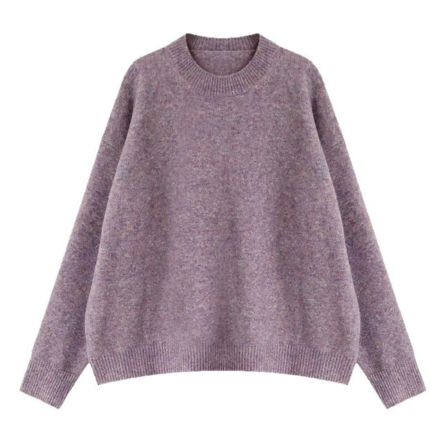 Solid Color Pullover Soft Glutinous Thickened Women's Round Neck Sweater