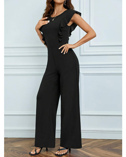 Women's High Waist Ruffles Wide Leg Jumpsuit