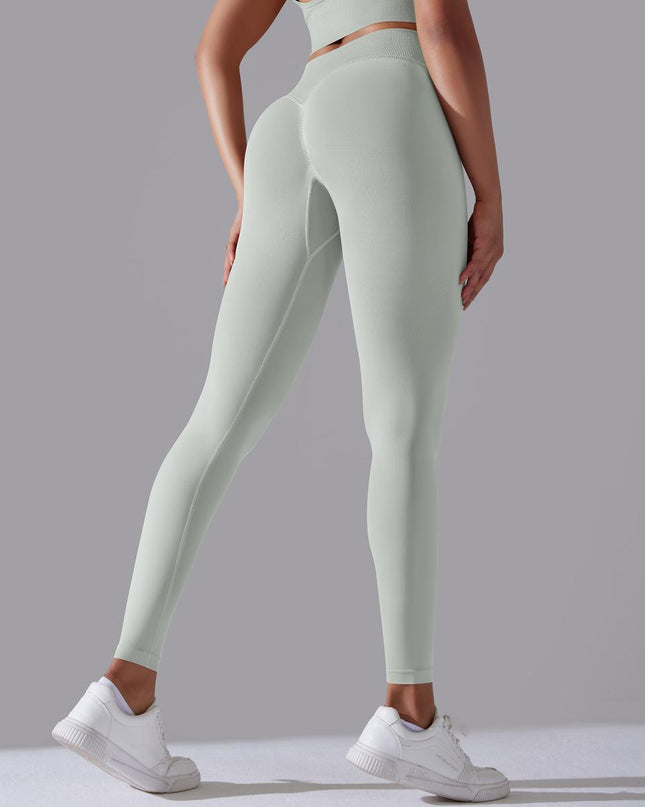 Women's Seamless Knitted Solid Color High Waist Tight Pants
