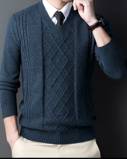 Chicken Collar Pullover Knitting Bottoming Shirt Men's Casual Sweater