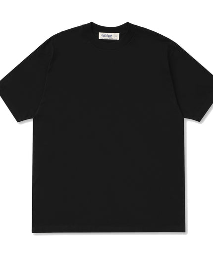 Small Collar Heavy Bottoming Shirt American High Street Solid Color Round Neck Short Sleeves