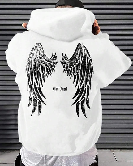 Trendy Angel Wings Printed Hooded Men's Sweater