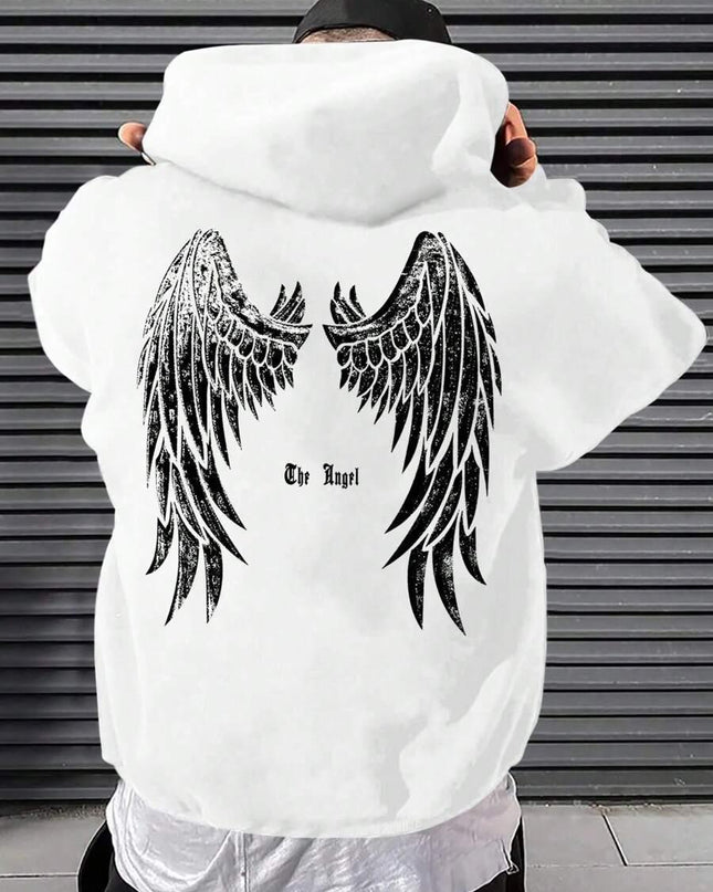Trendy Angel Wings Printed Hooded Men's Sweater