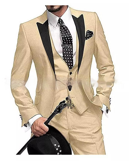 Black Collar Color Blocked Three Piece Set