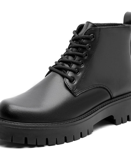 Thick Bottom 6 Holes British Style Warm High-top Leather Boots