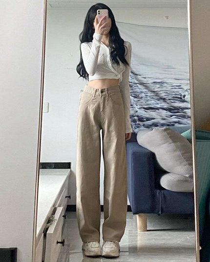 High Waist Wide Leg Jeans Ins Retro Loose Straight Mopping Pants