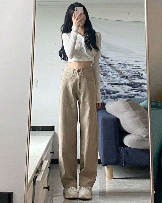 High Waist Wide Leg Jeans Ins Retro Loose Straight Mopping Pants