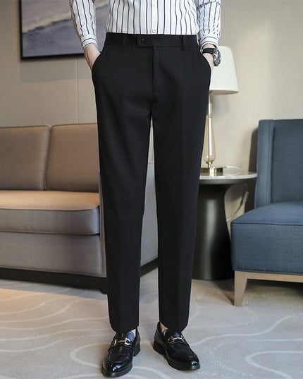 Straight Retro Brown Elastic Slim Fit Brown Casual Pants