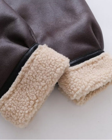 Women's Suede Fur Integrated Motorcycle Jacket
