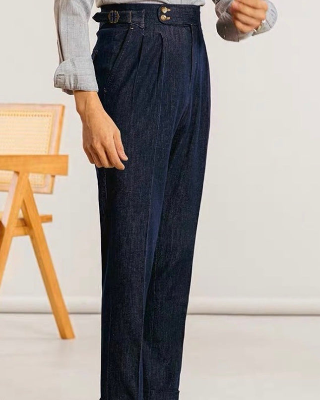 Neapolitan Cotton Double Pleated Jeans Men