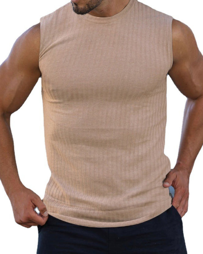 Knitted Vertical Stripes Fitness Sports Slim-fitting Vest