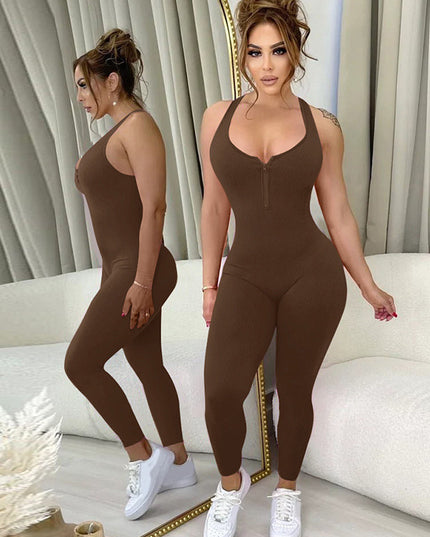 Women's Pure Color Halter Suspender Jumpsuit