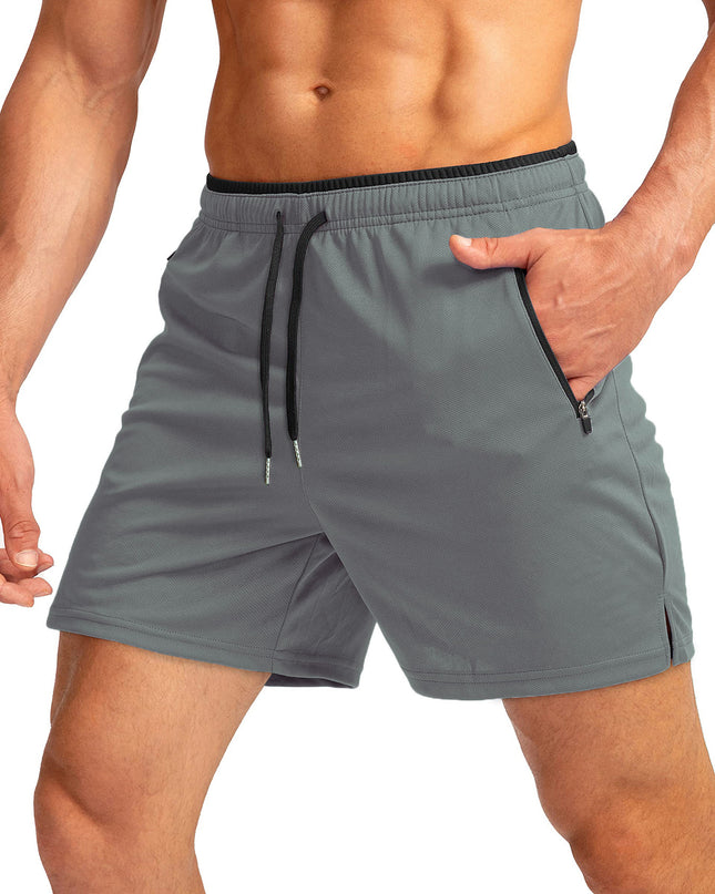 Men's Running Short Belt Zipper Pocket Quick-drying Gym Exercise Lightweight