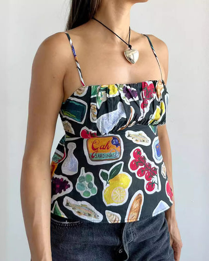 Contrast Color Sexy Backless Slim Fit Hot Girl Vest
