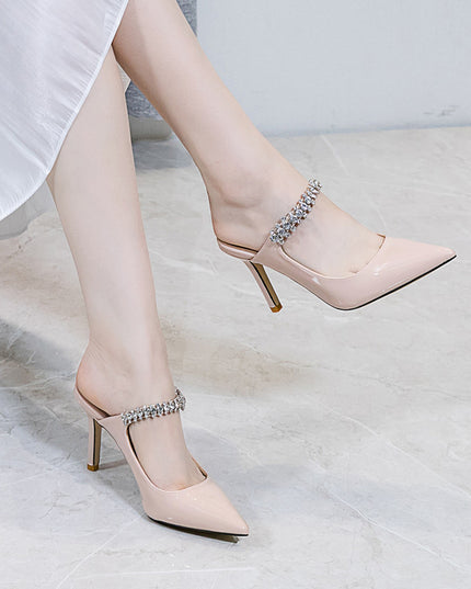 European And American New Pointed Rhinestone High Heels Sexy Back Space