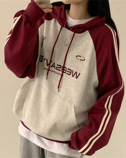 Thin Stitching Velvet Padded Hooded Sweatshirt Women