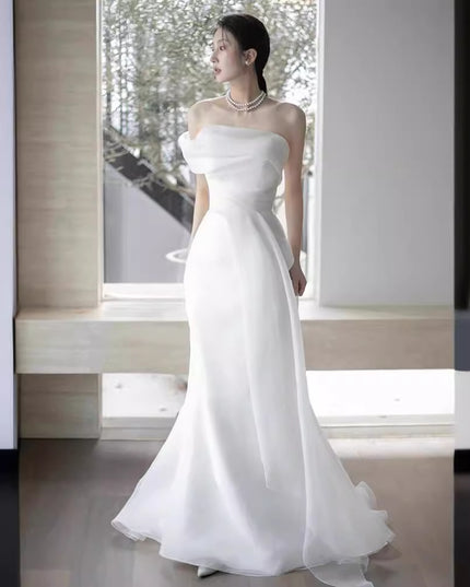 French Off-shoulder Light Wedding Dress Bride