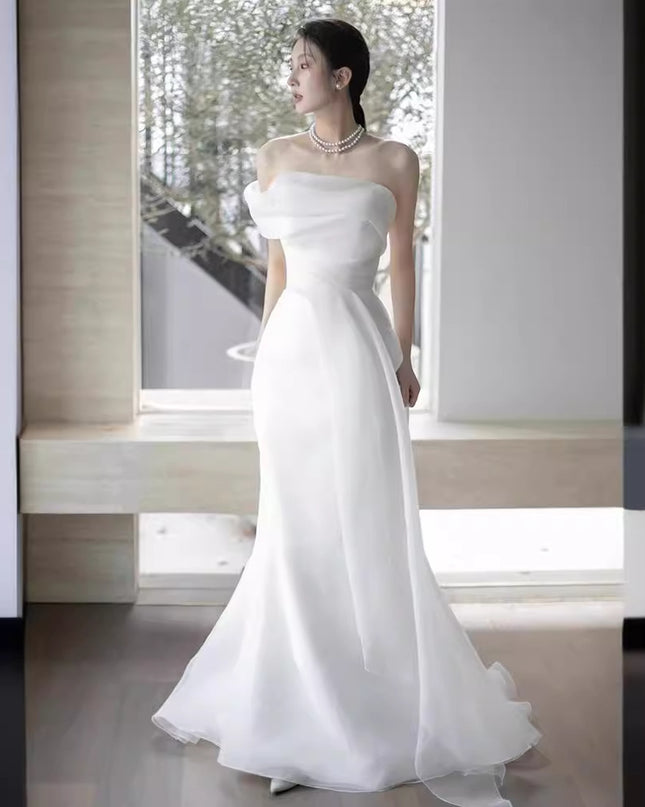 French Off-shoulder Light Wedding Dress Bride