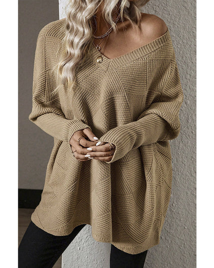 European And American Loose Oversize Knitted Textured Sweater For Women