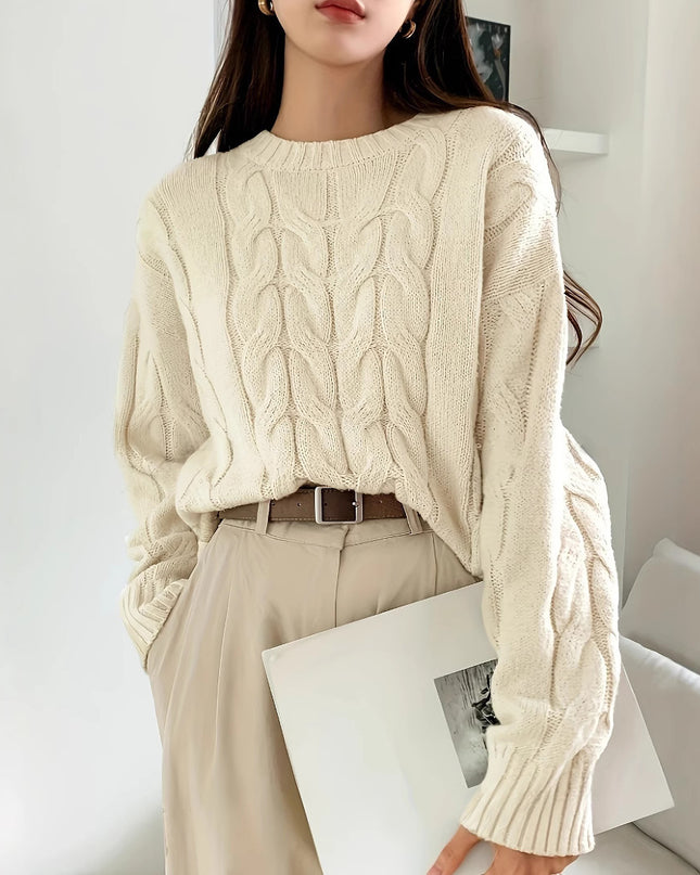 Round Neck Pure Color All-matching Trendy Sweater Top