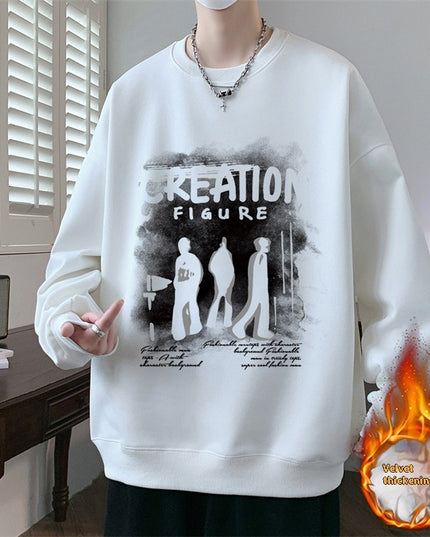 Autumn And Winter Brushed Hoody Pu Handsome Long Sleeve