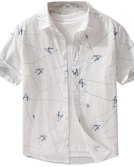 Letter Printed Simple Short Sleeve Shirt