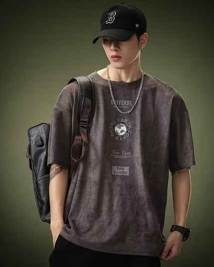 American-style Heavy Short-sleeved T-shirt Men's Summer High Sense