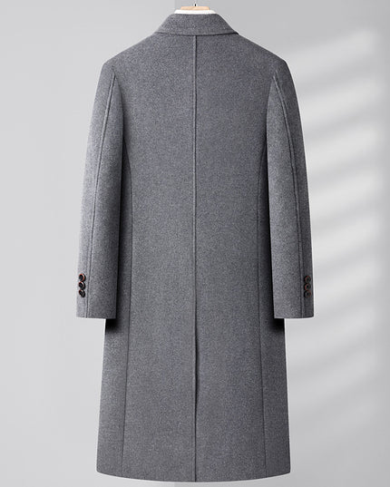 Autumn And Winter Woolen Coat Overknee Long Double Breasted Oblique Pocket