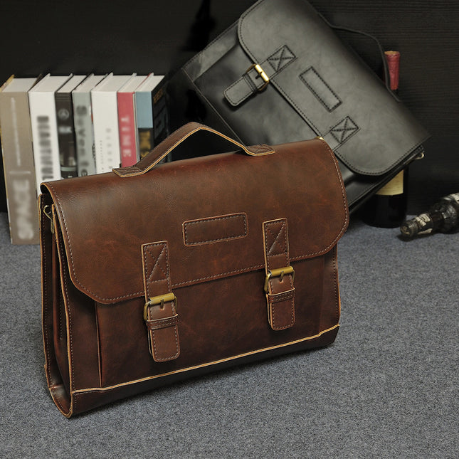 Crazy Horse Leather Tote Briefcase | Men’s Handheld, Shoulder & Crossbody Bag