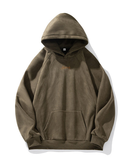 400g Suede Heavy Hooded Sweater Men's Autumn And Winter Split Design