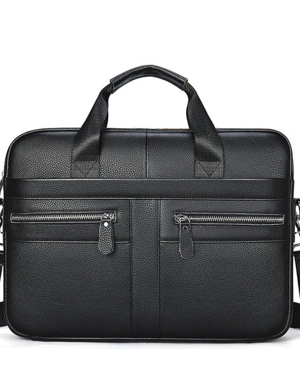Business Casual Vintage Handbag | Men’s Leather Horizontal Briefcase, 14-Inch Laptop Compatible