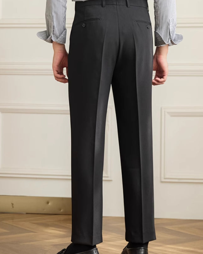 Retro Elastic Waist Non-ironing Naples Mid-high Waist Suit Pants