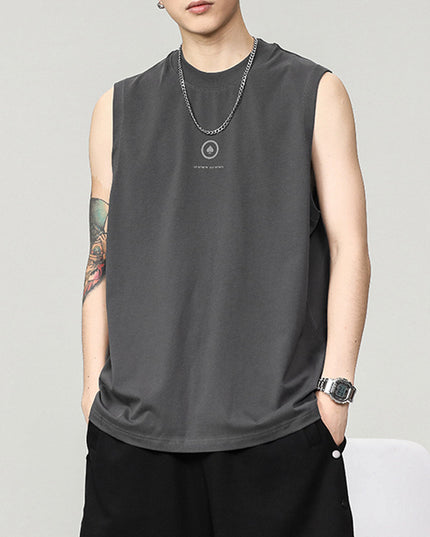 Printed Sports Vest Men's Loose Pure Cotton Basketball Waistcoat