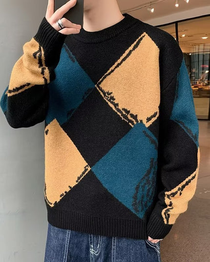 Casual Autumn And Winter Thickened Sweater Men's Round Neck Lazy Trendy Bottoming Shirt