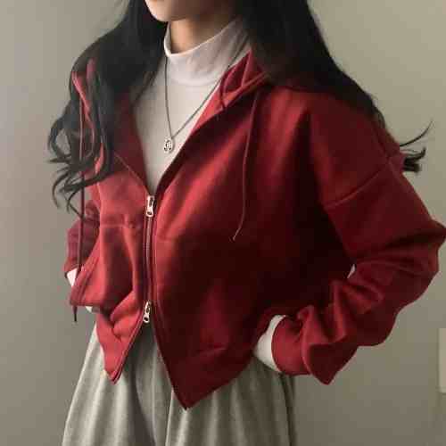 Chic Niche Zipper Hooded Long Sleeve Sweater Coat