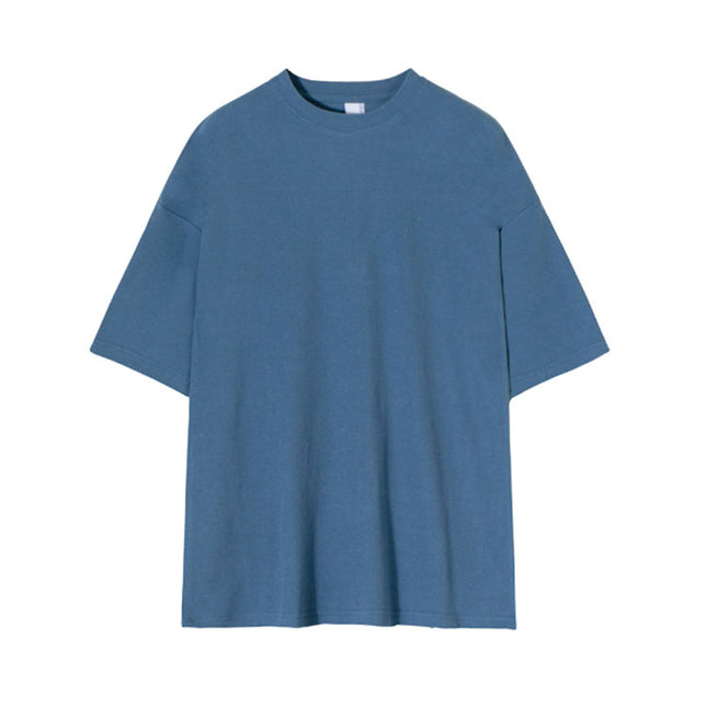 Solid Color Cotton Round Neck Half Sleeve T-shirt Top