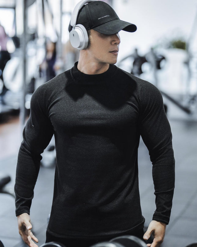 Men's Dralon Thermal Slim Fit Half-high Collar Long Sleeves Top