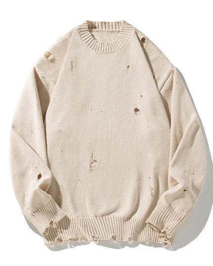 Irregular Hollow-out Ripped Chenille Velvet Sweater