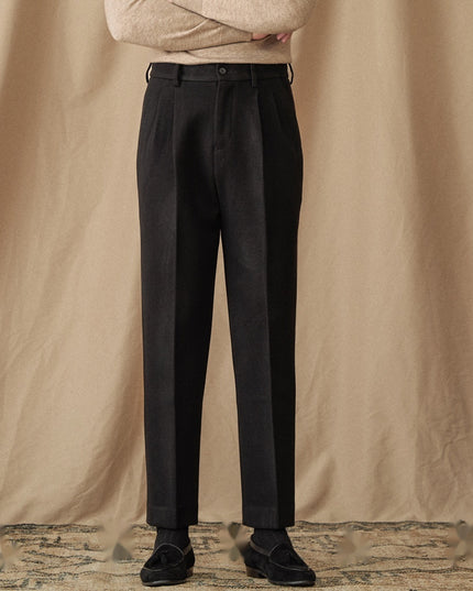 Winter Thickened Sanded Fabric Micro Straight Commute Leisure Suit Pants