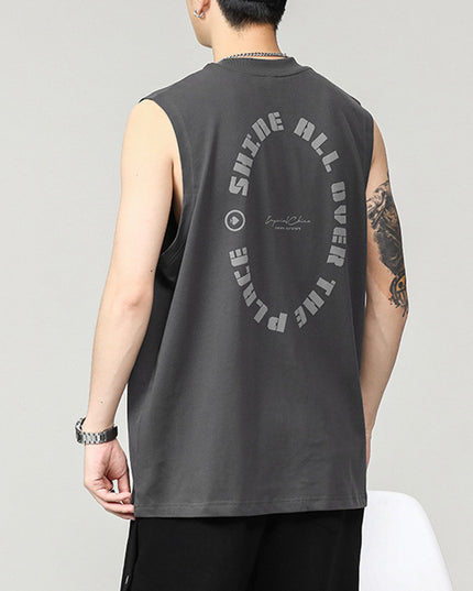 Printed Sports Vest Men's Loose Pure Cotton Basketball Waistcoat