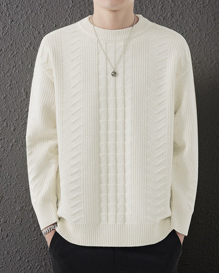 New Men's Round Neck Knitted Sweater