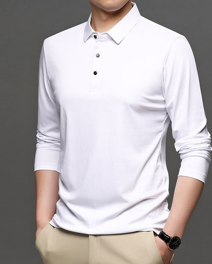 New Men's Long-sleeved Lapel T-shirt