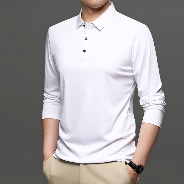 New Men's Long-sleeved Lapel T-shirt