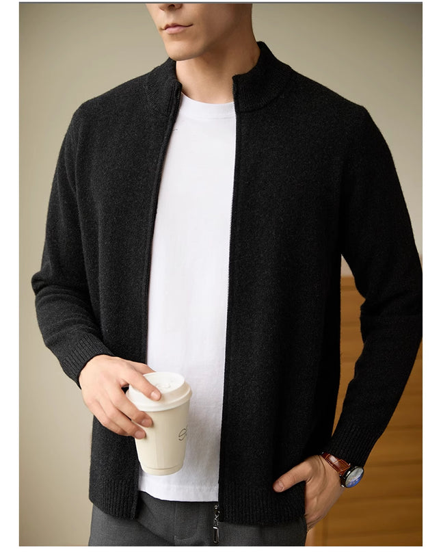 Men's Zipper Stand-up Collar Cardigan Coat