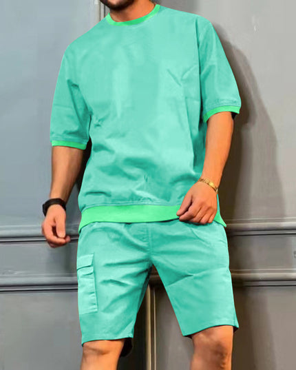 Men's Workwear Multi-pocket Shorts Tracksuit