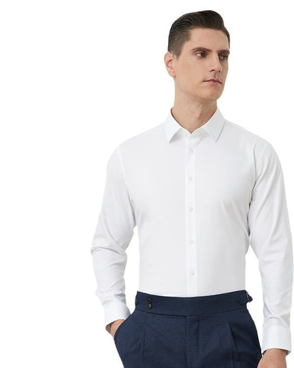 Men's Long-sleeved Mulberry Silk Non-ironing Business Clothing Micro-elastic Casual Shirt